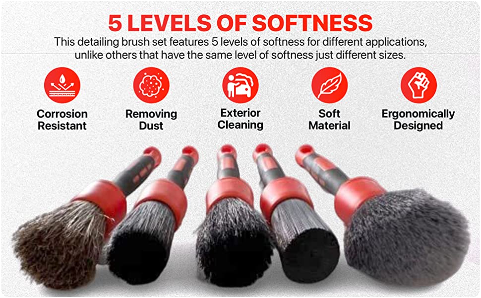 8-Piece Car Wheel Brush Kit, 17 Long Soft Car Tire Brush, 5 Detail Brushes,  Towel, Used For Cleaning Dirt And Scratches On Tires And Rims Set