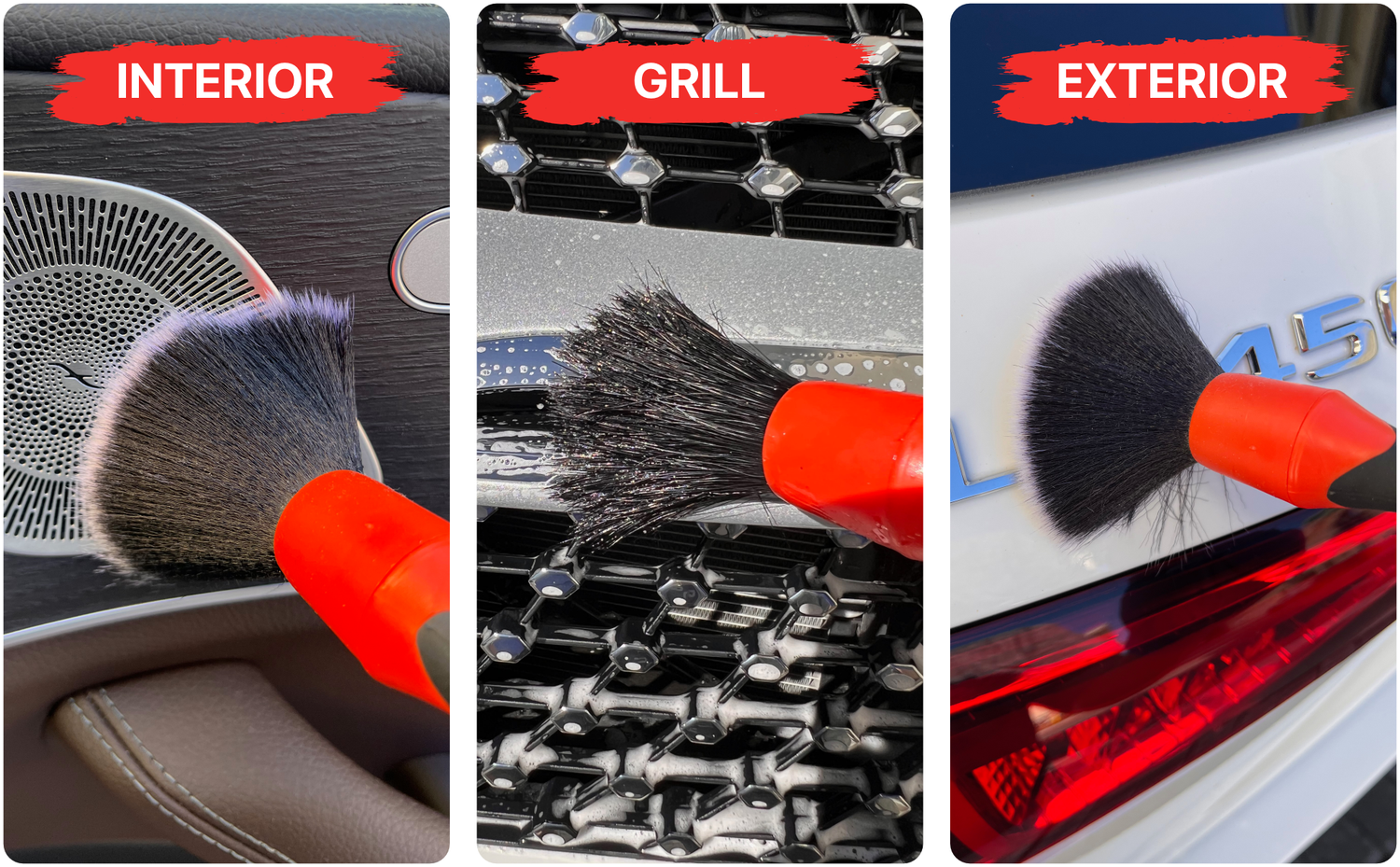 Car Wheel Brush Wash Kit - Soft Wool Tire Brush Ultimate Car Detailing  Brushes Multifunctional Tire & Wheel Tools Cleaning Brush 3 Pack (red)